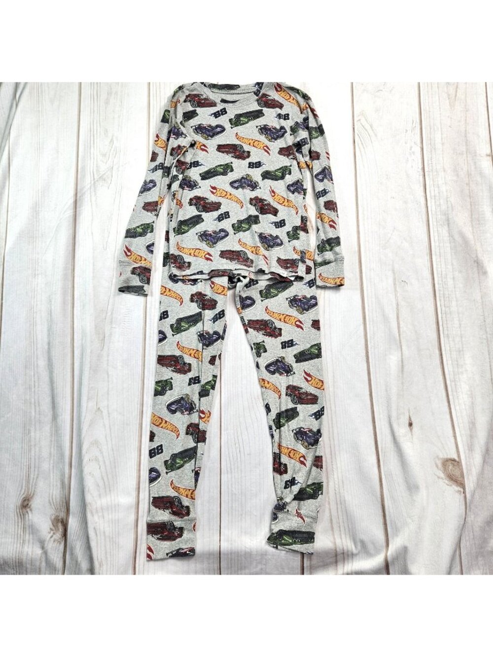 Gap Organic Cotton Grey x Hot Wheels Pajama Set Boys Size 14 Sleepwear Lounge